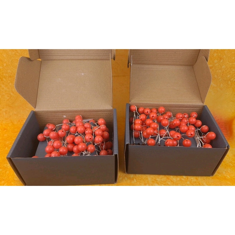 Set Of 2 Red Snowberry 100 LED Battery Operated Light Chain With Built In Timer - Picture 5 of 7